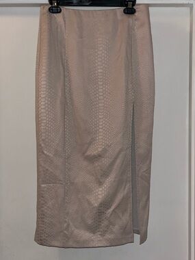 fab'rik Neutral- Mayberry Snakeskin Midi Skirt side slit